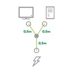 InLine Netz-Y-Kabel, 1x Schutzkontakt ST zu 2x Kaltgeräte ST, 1m