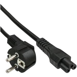 InLine Netzkabel für Notebook, Schutzkontakt gewinkelt auf IEC C5, 2m