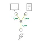 InLine Netz-Y-Kabel, 1x Schutzkontakt ST zu 2x Kaltgeräte ST, 3m