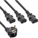 InLine Netz-Y-Kabel, 1x Schutzkontaktstecker zu 3x Kaltgerätestecker, 1m