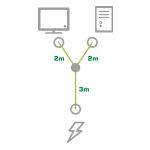 InLine Netz-Y-Kabel, Kaltgeräte, 1x IEC-C14 auf 2x IEC-C13, 5m