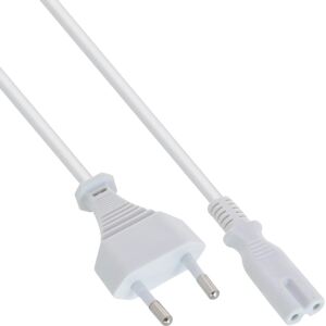 InLine Netzkabel, Netzstecker auf Euro 8 C7 Stecker, weiß, 5,0m