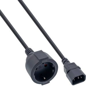 InLine Netz Adapter Kabel, Kaltgeräte C14 auf Schutzkontakt Buchse, 2m
