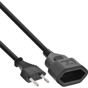 InLine Euro-Verlängerung, Eurostecker an Eurokupplung, schwarz, 0,5m
