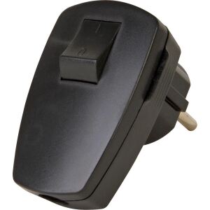 Kopp Kunststoff-Schutzkontakt-Stecker,Wippenschalter, für 3x1,5mm², schwarz