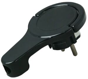 Kopp Kunststoff-Schutzkontakt-Flachstecker, Bügel, für 3x1,5 mm², schwarz