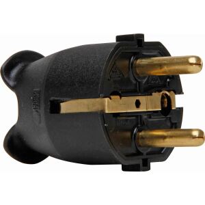 Kopp Kunststoff-Schutzkontakt-Stecker, für 3x1,5mm², schwarz