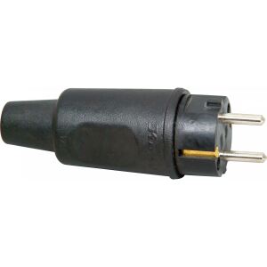Kopp Vollgummi-Schutzkontakt-Stecker, bis 3x2,5mm², schwarz