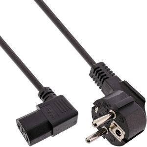 InLine Netzkabel, Schutzkontakt gew. auf Kaltgerätest. C13 rechts abgew., 3m