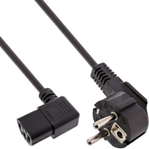 InLine Netzkabel, Schutzk. gew. / Kaltgerätest. C13 links abgew., 3m