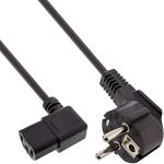 InLine Netzkabel, Schutzk. gew. / Kaltgerätest. C13 links abgew., 0,5m