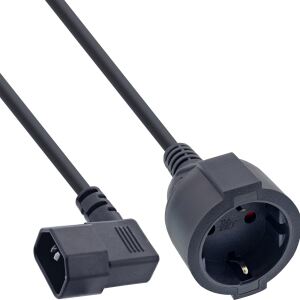 InLine Netz Adapter Kabel, Kaltgeräte C14 gew. auf Schutzkontakt Buchse, 0,5m