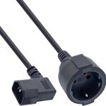 InLine Netz Adapter Kabel, Kaltgeräte C14 gew. auf Schutzkontakt Buchse, 0,5m