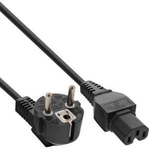 InLine Netzkabel, Schutzkon. gew. auf Warmgerätest. C15 gerade, schwarz, 1,8m