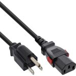 InLine Netzkabel, Netzstecker USA auf Kaltgerätestecker C13 verriegelbar, 2m