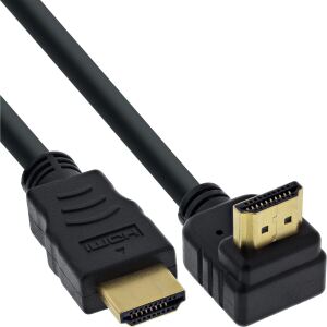 InLine HDMI High Speed Kabel mit Ethernet, gewinkelt, schwarz, 2 m
