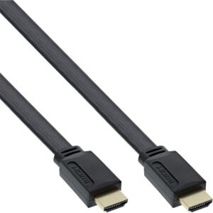 InLine HDMI-High Speed Flachkabel mit Ethernet, verg. Kontakte, schwarz, 3m