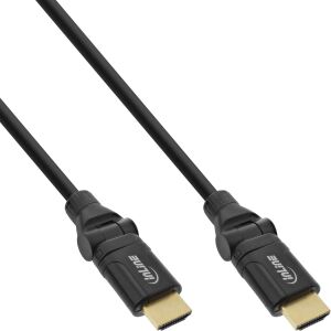 InLine HDMI High Speed Kabel mit Ethernet, Winkelstecker, schwarz, 3m
