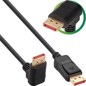 InLine DisplayPort 1.4 Kabel, 8K4K, nach unten gewinkelt, schwarz/gold, 3m