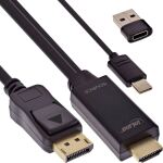 InLine HDMI zu DisplayPort Konverter Kabel, 4K60Hz, schwarz/gold, 1m