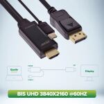 InLine HDMI zu DisplayPort Konverter Kabel, 4K60Hz, schwarz/gold, 1m