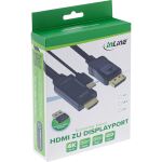 InLine HDMI zu DisplayPort Konverter Kabel, 4K60Hz, schwarz/gold, 2m