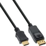 InLine DisplayPort zu HDMI Konverter Kabel, 4K/30Hz, schwarz, 0,3m