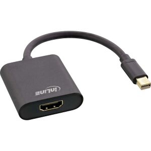 InLine Mini DisplayPort HDMI Konverterkabel, Aluminium, schwarz, 4K/60Hz