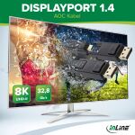 InLine DisplayPort 1.4 AOC Kabel, 8K4K, DisplayPort Stecker abnehmbar, 15m