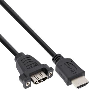 InLine HDMI 4K60Hz Adapterkabel zum Einbau, HDMI A Stecker/Buchse, 0,6m