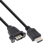 InLine HDMI 4K60Hz Adapterkabel zum Einbau, HDMI A Stecker/Buchse, 0,6m