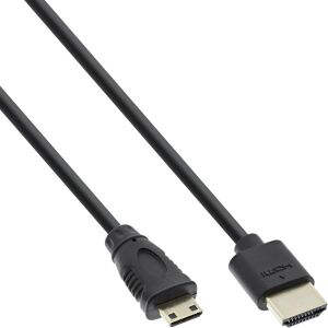 InLine HDMI Superslim Kabel A an C, HS mit Eth., Premium, schwarz / gold, 1m
