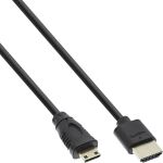 InLine HDMI Superslim Kabel A an C, HS mit Eth., Premium, schwarz / gold, 1m