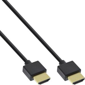 InLine HDMI Superslim Kabel A an A, HS mit Eth., Premium, schwarz / gold, 1,8m