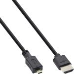 InLine HDMI Superslim Kabel A an D, HS mit Eth., Premium, schwarz / gold, 1,5m