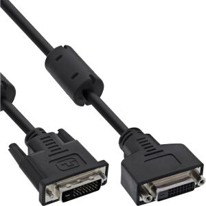 InLine DVI-D Verlängerung, Dual Link 24+1 ST auf 24+1 BU, 2 Ferrite, 5m