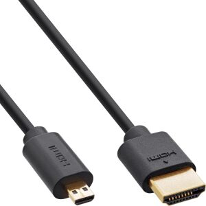 InLine Slim Ultra High Speed HDMI Kabel, 8K4K, A St. / D St. (Micro), 0,3m