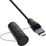 InLine HDMI Kabeltrommel, AOC HDMI 2.1 Kabel, 8K/60Hz, armiert, schwarz, 50m