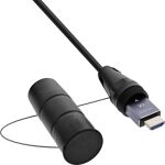 InLine HDMI Kabeltrommel, AOC HDMI 2.1 Kabel, 8K/60Hz, armiert, schwarz, 50m