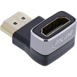 InLine HDMI Adapter, HDMI A Stecker / Buchse, 90° unten, 8K UHD