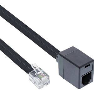 InLine Modular Verlängerung, RJ12 Stecker / Buchse, schwarz, 10 m
