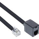 InLine Modular Verlängerung, RJ12 Stecker / Buchse, schwarz, 10 m