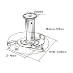InLine Deckenhalterung für Beamer, Höhe 130/200mm, max. 10kg