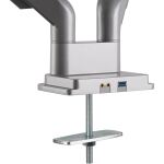 InLine Tischhalterung mit Lifter & USB/Audio, 2 Monitore bis 81cm (32"),silber