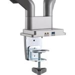 InLine Tischhalterung mit Lifter & USB/Audio, 2 Monitore bis 81cm (32"),silber