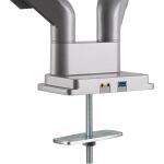 InLine Tischhalterung mit Lifter & USB/Audio, 2 Monitore bis 81cm (32"),silber