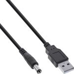 InLine USB DC Stromadapterkabel, USB A St zu DC 5,5x2,10mm Hohlstecker, 1m