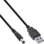 InLine USB DC Stromadapterkabel, USB A Stecker zu DC 5,5x2,50mm, schwarz, 1m