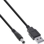 InLine USB DC Stromadapterkabel, USB A Stecker zu DC 5,5x2,50mm, schwarz, 1m