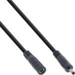 InLine DC Verlängerungskabel, DC Stecker/Buchse 3,5x1,35mm, AWG 18, schwarz 1m
